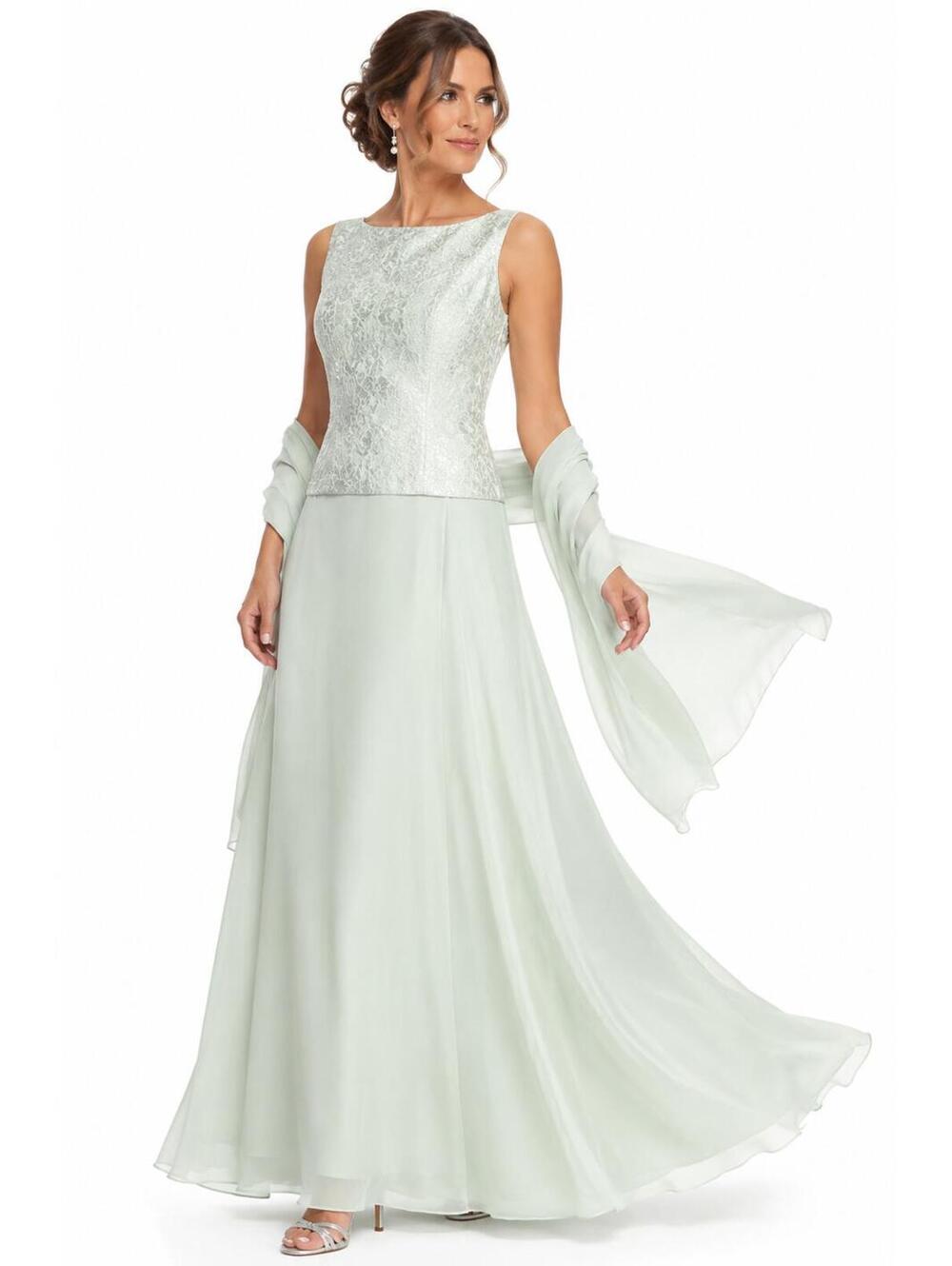 David’s Bridal Seafoam Green Gown & Shawl Set Mother of the Bride Wedding Guest